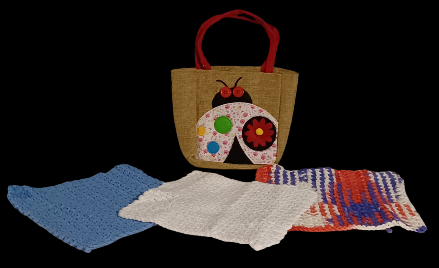 Dishcloth Set with Burlap Bag