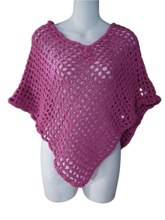 Openwork Crochet Poncho