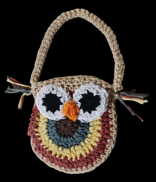 Hand Crochet Child's Owl Eyes Purse