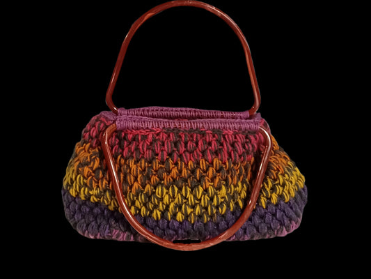 Handmade Crochet Puff Stich Bag with Vintage Handles