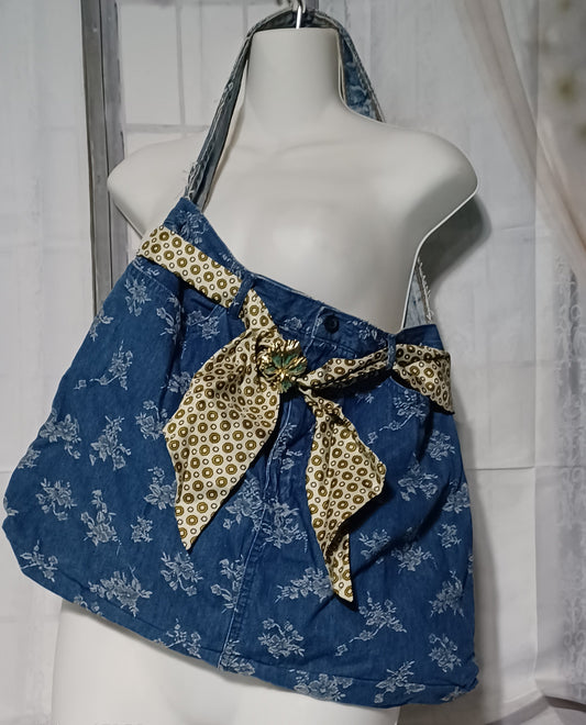 Blue Flower Denim Bag