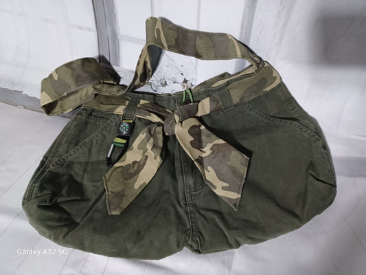 Green Camo Compass Clip Bag/Purse/Tote
